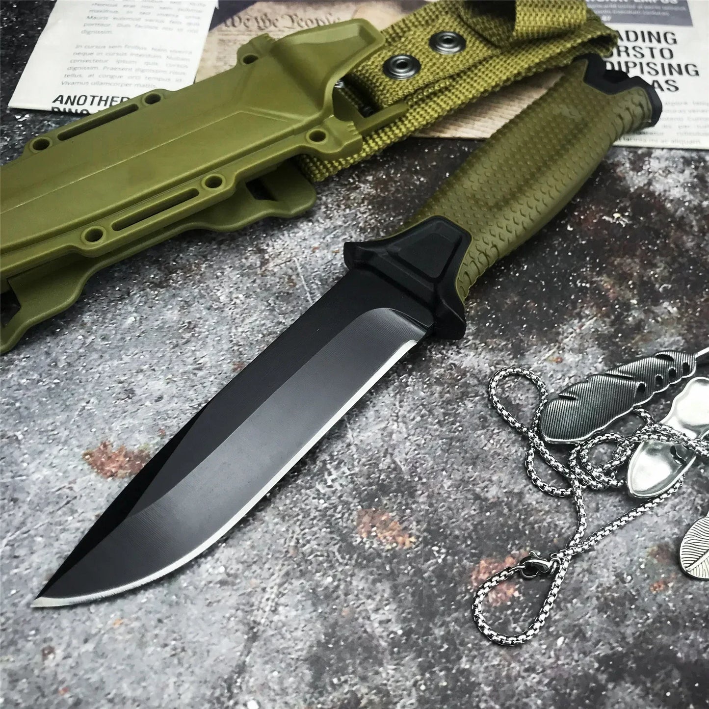 Non-folding knife with sheath